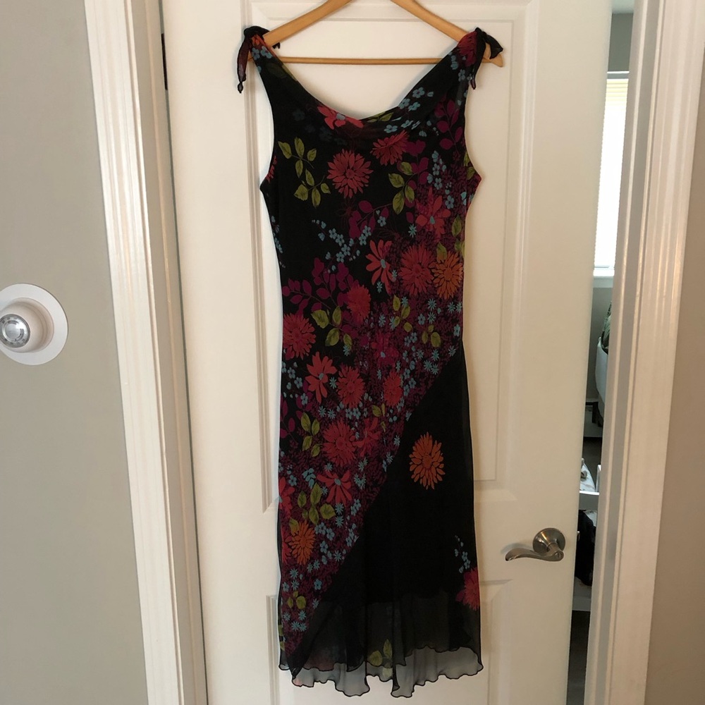Vintage Ombre 90s Sleeveless Floral Midi Dress Size 10